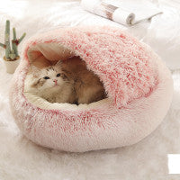 2 In 1 Dog And Cat Bed Pet Winter Bed Round Plush Warm Bed House Soft Long Plush Pets Bed Pet Products - Newshine.com