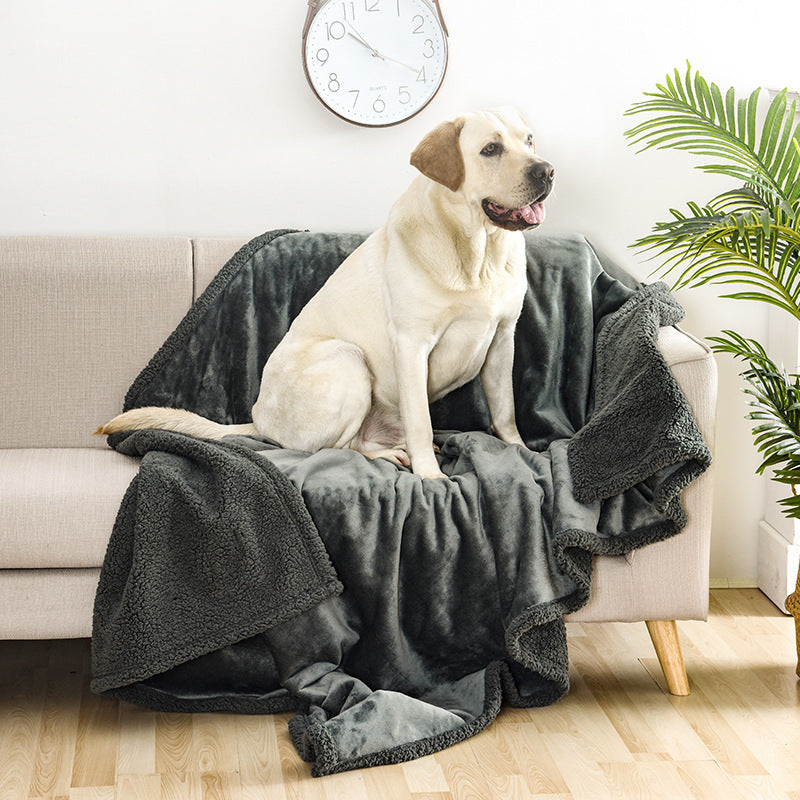 Flannel Cotton Wool Sherpa Thick Pet Blanket Dog Kennel - Newshine.com