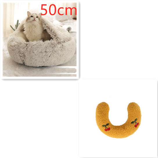 2 In 1 Dog And Cat Bed Pet Winter Bed Round Plush Warm Bed House Soft Long Plush Pets Bed Pet Products - Newshine.com