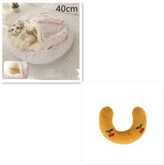 2 In 1 Dog And Cat Bed Pet Winter Bed Round Plush Warm Bed House Soft Long Plush Pets Bed Pet Products - Newshine.com