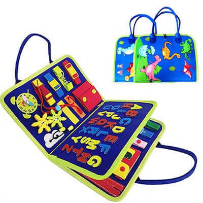 Busy Book Baby Dressing & Buttoning Learning Toy, flexible felt board for toddlers to develop motor skills.