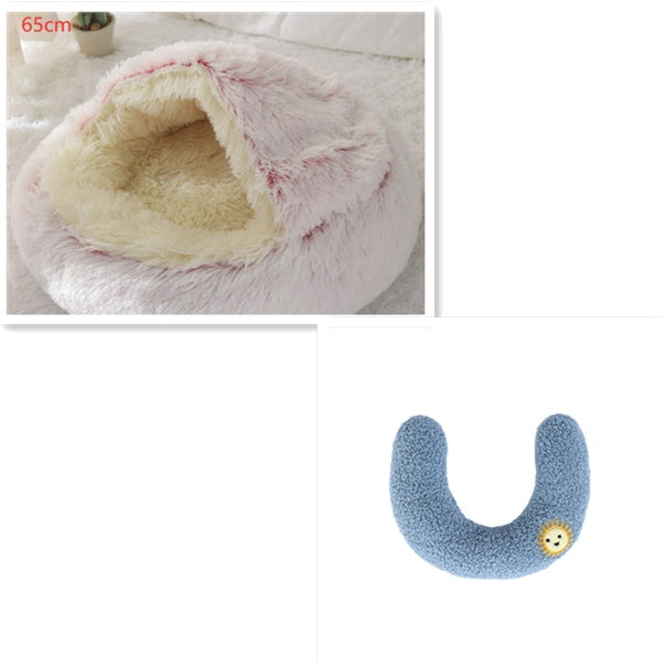 2 In 1 Dog And Cat Bed Pet Winter Bed Round Plush Warm Bed House Soft Long Plush Pets Bed Pet Products - Newshine.com