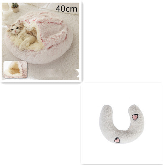 2 In 1 Dog And Cat Bed Pet Winter Bed Round Plush Warm Bed House Soft Long Plush Pets Bed Pet Products - Newshine.com