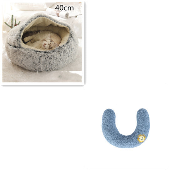 2 In 1 Dog And Cat Bed Pet Winter Bed Round Plush Warm Bed House Soft Long Plush Pets Bed Pet Products - Newshine.com