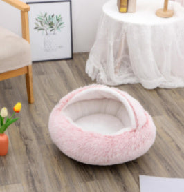 2 In 1 Dog And Cat Bed Pet Winter Bed Round Plush Warm Bed House Soft Long Plush Pets Bed Pet Products - Newshine.com