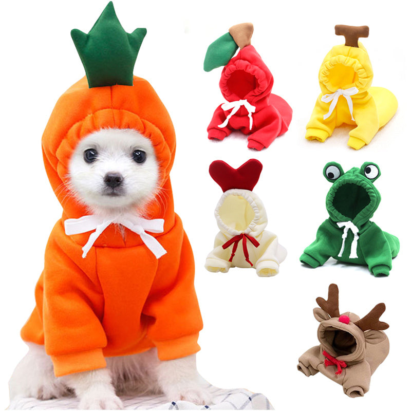 Cute Fruit Dog Clothes For Small Dogs Hoodies Winter Warm Fleece Pet Clothing Puppy Cat Costume Coat For French Chihuahua Outfit - Newshine.com