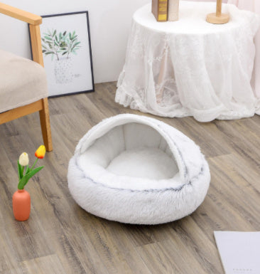 2 In 1 Dog And Cat Bed Pet Winter Bed Round Plush Warm Bed House Soft Long Plush Pets Bed Pet Products - Newshine.com